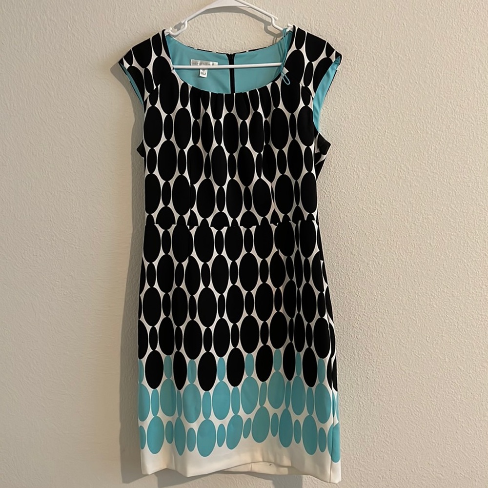 London times cap sleeve geometric print dress
